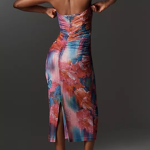 NWT Anthropologie The Soleil Slim Strapless Ruched Mesh Dress Sz XL - Picture 5 of 16